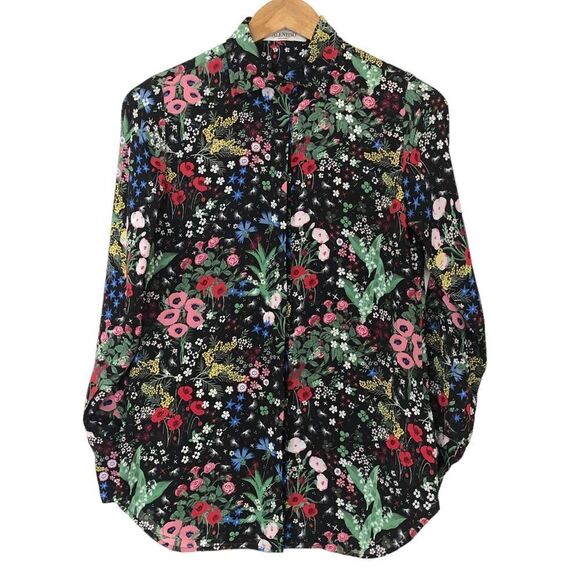 Valentino x Celia Birtwell Silk Button Up Shirt Runway Camugarden Floral 38 US 2 - Picture 1 of 12